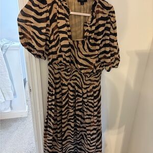 J. Crew Zebra Stripe Midi Dress - Black and Tan